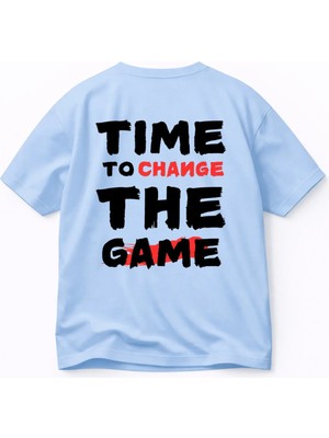 Vodexa Erkek Oversize T-Shirt Time To Change Baskılı %100 Pamuk Tişört Rahat Kalıp