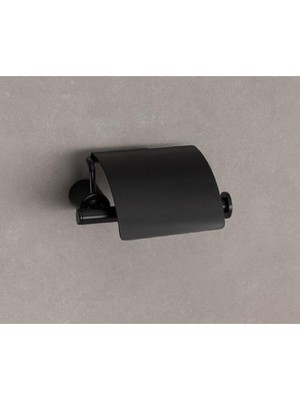 System Icon Kapaklı Tuvalet Kağıtlığı Siyah Renk 79X112X158 mm