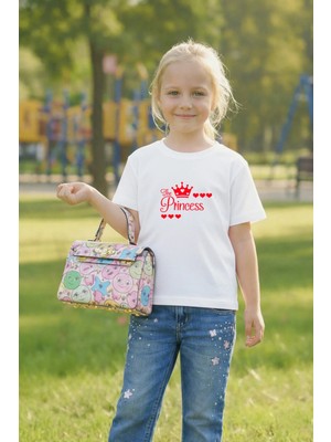 Vodexa Kız Çocuk The Princess Baskılı Tişört %100 Pamuk – Yazlık Çocuk T-Shirt