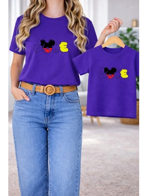 Vodexa Tişört Anne Kız Çocuk Kombin Oversize – Anne & Çocuk Twin Baskılı T-Shirt