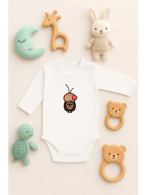 Vodexa Bebek Zıbın Çıtçıtlı Body %100 Pamuk Hamham Böcek Baskılı