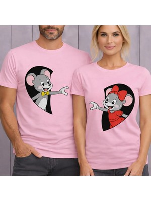 Vodexa Ünisex Oversize T-Shirt Sevimli Fareler Baskılı %100 Pamuk Tişört Rahat Kalıp (Tekli Satılmaktadır)