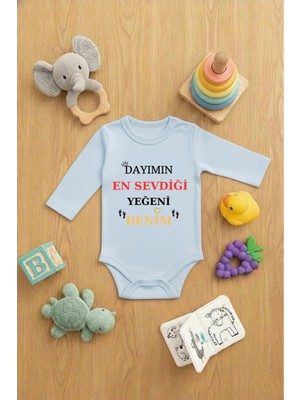 Vodexa Bebek Zıbın Çıtçıtlı Body %100 Pamuk Dayımın En Sevdiği Yeğeni Baskılı