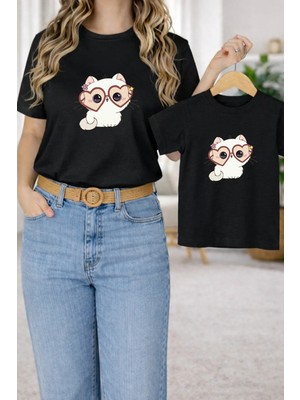 Vodexa Tişört Anne Kız Çocuk Kombin Oversize – Anne & Çocuk Twin Baskılı T-Shirt