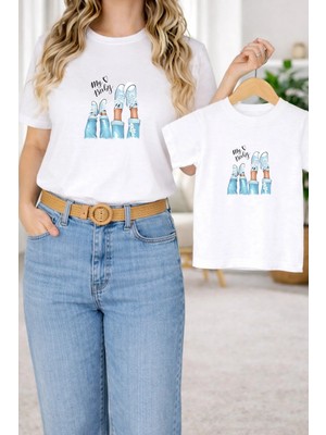Vodexa Anne Kız Çocuk Kombin Oversize Tişört – Anne & Çocuk Twin T-Shirt My Baby Baskılı