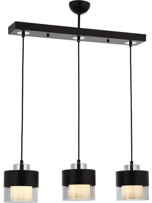 Avonni AV-60193-3Y-BSY Siyah Boyalı Modern Avize E27 Metal Cam 70X15CM
