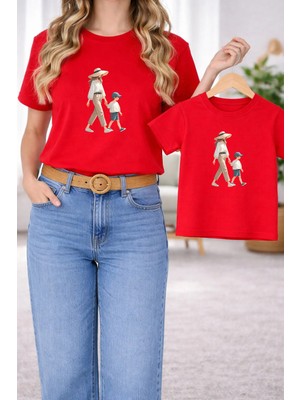 Vodexa Tişört Anne Erkek Çocuk Kombin Oversize – Anne & Çocuk Twin Baskılı T-Shirt