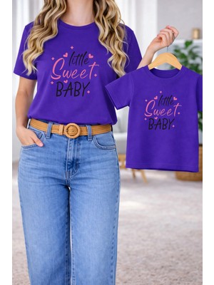 Vodexa Anne Kız Çocuk Kombin Oversize Tişört – Anne & Çocuk Twin T-Shirt Sweet Baby Baskılı