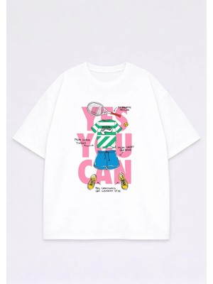 Vodexa T-Shirt Oversize Unısex %100 Pamuklu Rahat Kalıp Baskılı Tişört