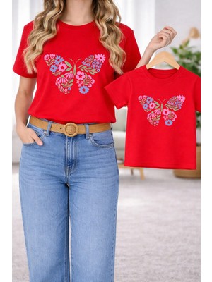 Vodexa Tişört Anne Kız Çocuk Kombin Oversize – Anne & Çocuk Twin Baskılı T-Shirt
