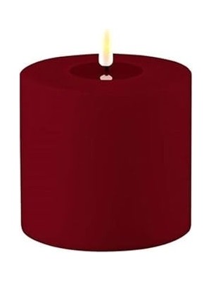 Deluxe Homeart Bordo Rengi LED Dış Mekan Mum 10X10 cm - De RF-UL-0042