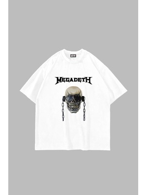 Tarzsokak Adrift Megadeth Baskılı Beyaz Unisex Oversize