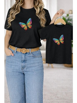 Vodexa Tişört Anne Kız Çocuk Kombin Oversize – Anne & Çocuk Twin Baskılı T-Shirt