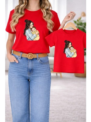 Vodexa Tişört Anne Kız Çocuk Kombin Oversize – Anne & Çocuk Twin Baskılı T-Shirt