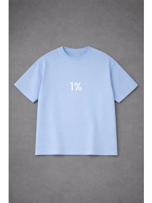 Vodexa Oversize Erkek T-Shirt Yüzde Bir Baskılı %100 Pamuk Tişört Rahat Kalıp