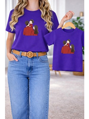 Vodexa Tişört Anne Kız Çocuk Kombin Oversize – Anne & Çocuk Twin Baskılı T-Shirt