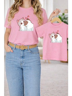 Vodexa Tişört Anne Kız Çocuk Kombin Oversize – Anne & Çocuk Twin Baskılı T-Shirt