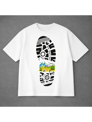 Vodexa Ünisex Oversize T-Shirt Taban Baskılı %100 Pamuk Tişört Rahat Kalıp