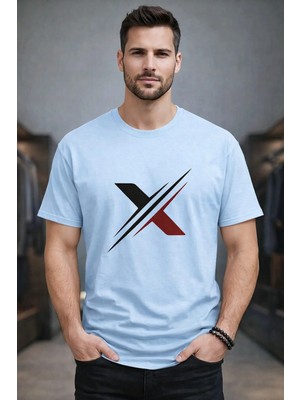 Vodexa Ünisex Oversize T-Shirt x Işareti Baskılı %100 Pamuk Tişört Rahat Kalıp