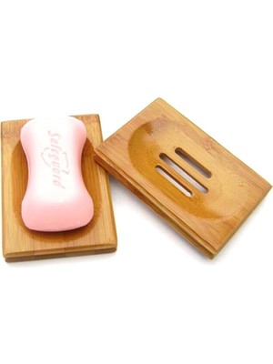 Bambu Katı Sabunluk Mutfak Banyo Ahşap Sabun Kutusu Kare Delikli Model Bambu Sabunluk 1 Adet