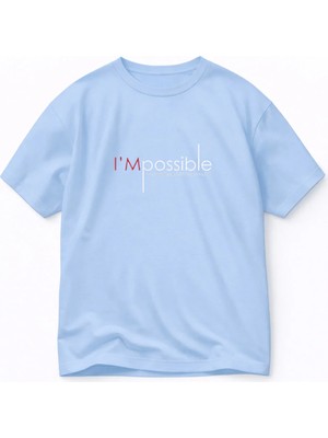 Vodexa Ünisex Oversize T-Shirt Im Possıble Baskılı %100 Pamuk Tişört Rahat Kalıp