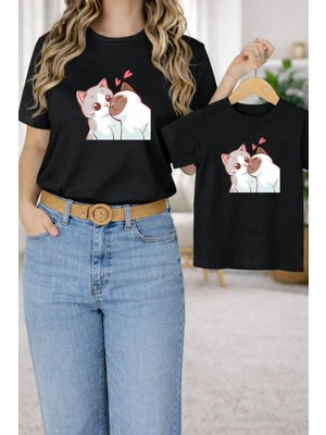 Vodexa Tişört Anne Kız Çocuk Kombin Oversize – Anne & Çocuk Twin Baskılı T-Shirt