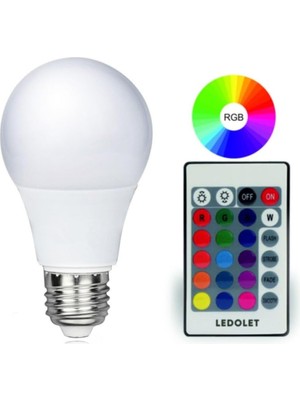 Rgb LED Ampül 220V 9W E27 Kumandalı Ledolet