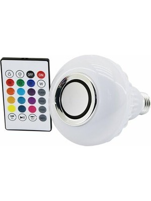2'si 1 Arada Bluetooth Hoparlörlü Rgb LED Ampul - Uzaktan Kumandalı, Renk Değiştiren Akıllı Müzik Çalar Lamba