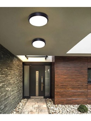 15W Artos Siyah LED Nem Su Geçirmez Banyo Bahçe Balkon Modern Tavan Duvar Lambası Beyaz Işık 6500K IP65 Dış Mekan Kullanıma Uygun