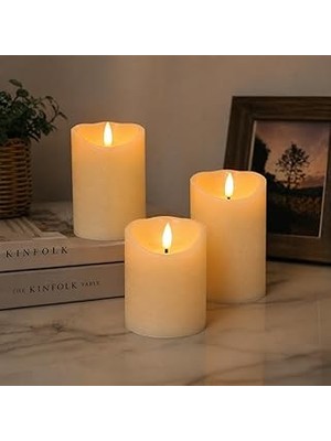 Prag 3’lü LED Mum Seti | 3200K Sıcak Işık | Pilli Çalışan (3×aaa – Dahil Değil) | Gerçek Alev Efektli, Dekoratif Mumlar | Ev, Salon, Yılbaşı, Masa Üstü Kullanım