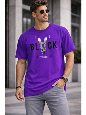 Vodexa Erkek Oversize T-Shirt Ters Black Baskılı %100 Pamuk Tişört Rahat Kalıp