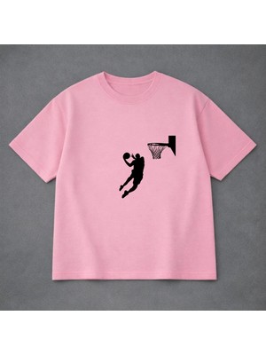 Vodexa Erkek Oversize T-Shirt Basketçii Baskılı %100 Pamuk Tişört Rahat Kalıp
