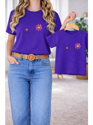 Vodexa Tişört Anne Kız Çocuk Kombin Oversize – Anne & Çocuk Twin Baskılı T-Shirt