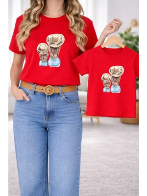 Vodexa Tişört Anne Kız Çocuk Kombin Oversize – Anne & Çocuk Twin Baskılı T-Shirt