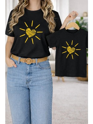 Vodexa Tişört Anne Kız Çocuk Kombin Oversize – Anne & Çocuk Twin Baskılı T-Shirt