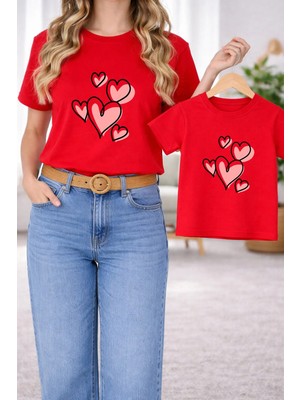 Vodexa Tişört Anne Kız Çocuk Kombin Oversize – Anne & Çocuk Twin Baskılı T-Shirt