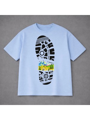 Vodexa Ünisex Oversize T-Shirt Taban Baskılı %100 Pamuk Tişört Rahat Kalıp