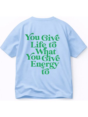 Vodexa Erkek Oversize T-Shirt You Give Life Baskılı %100 Pamuk Tişört Rahat Kalıp
