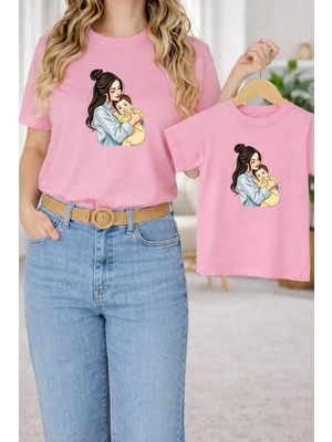 Vodexa Tişört Anne Kız Çocuk Kombin Oversize – Anne & Çocuk Twin Baskılı T-Shirt