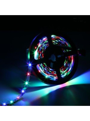 Rgb Animasyonlu Cata Şerit LED 5 mt Kendinden Trafolu Renk Değiştiren Kumandalı Çok Renkli Iç Mekan