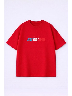 Vodexa T-Shirt Oversize Unısex %100 Pamuklu Rahat Kalıp Baskılı Tişört