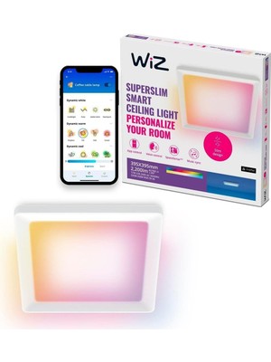 Wiz Akıllı Tavan Lambası, Ince Kare Tasarım, Birden Fazla Boyut, Ses/uygulama Kontrolü, Zaman Planlama, Google Home, Amazon Alexa ve Apple Homekit ile Çalışır, Iç Aydınlatma, Siyah/beyaz