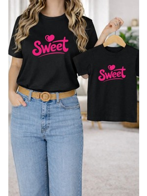Vodexa Tişört Anne Kız Çocuk Kombin Oversize – Anne & Çocuk Twin Baskılı T-Shirt