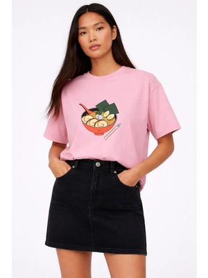 Vodexa Oversize T-Shirt Yemek Tabagı Baskılı %100 Pamuk Tişört Rahat Kalıp