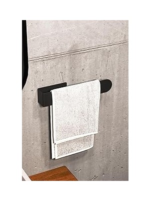 Zift Unique Paslanmaz Çelik Mat Siyah Havlu Askısı - Banyo & Tuvalet Yapışkanlı Havluluk