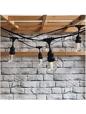 Ucuz Geldi Bahçe Aydınlatma Armatürü, E27 Duy, 20 Ampul Kapasiteli, 10 Metre, Siyah Bahçe Organizasyon Işığı Eklenip Uzatılabilir Cata Sarmaşık Dış Mekan Aydınlatma
