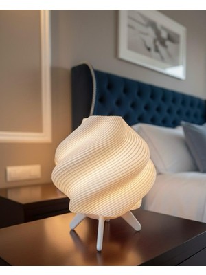 Tripod Ayaklı Modern Spiral Desenli Abajur Masa Lambası - Lamba ve Kablo Dahil, Yatak Odası - Oturma Odası - Çalışma Odası - Salon Dekoratif Tak Çalıştır Montaj Gerektirmez