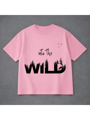 Vodexa Ünisex Oversize T-Shirt Wild Baskılı %100 Pamuk Tişört Rahat Kalıp
