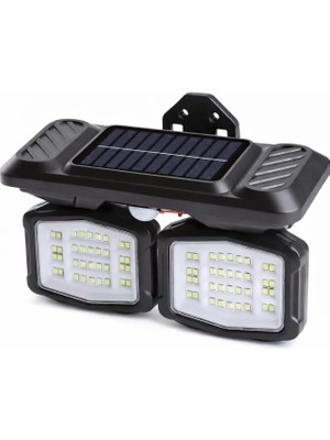 Panter Solar Hareket Sensörlü 72 Smd Beyaz LED Duvar Lambası 800 Lümen, 5W, Çift Başlıklı 120° Ayarlı, Type-C + Güneş Enerjili, 3 Modlu, IP65 Su Geçirmez Bahçe Balkon Dış Mekan Aydınlatma