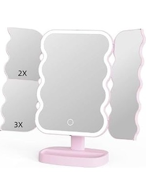 Valkyrie XR-750 LED Işıklı Katlanabilir Makyaj Aynası - 2x 3x Büyütme Modu - Dokunmatik Touch Ekran - Pilli
